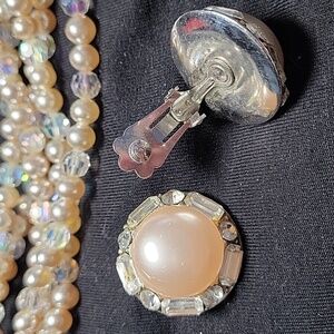 Pearl & Crystal Earrings and Necklace